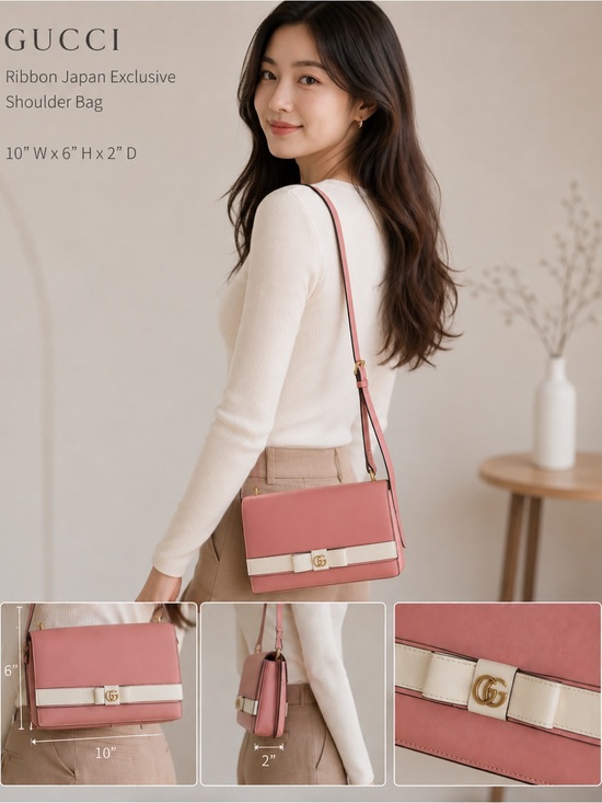 Gucci Handbags - Gucci GG Marmont Ribbon Japan Exclusive Leather Shoulder Bag